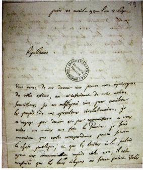 Lettre de Robespierre Jeune
